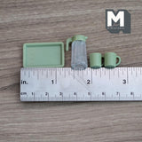Miniature Pitcher Mugs and Tray 1:12 Scale Dollhouse Supplies Water Jug Miniature Cups Set of 4  (green) - H033