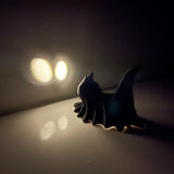 Dollhouse Miniature Draped Ghost Cat Black mirco LED light