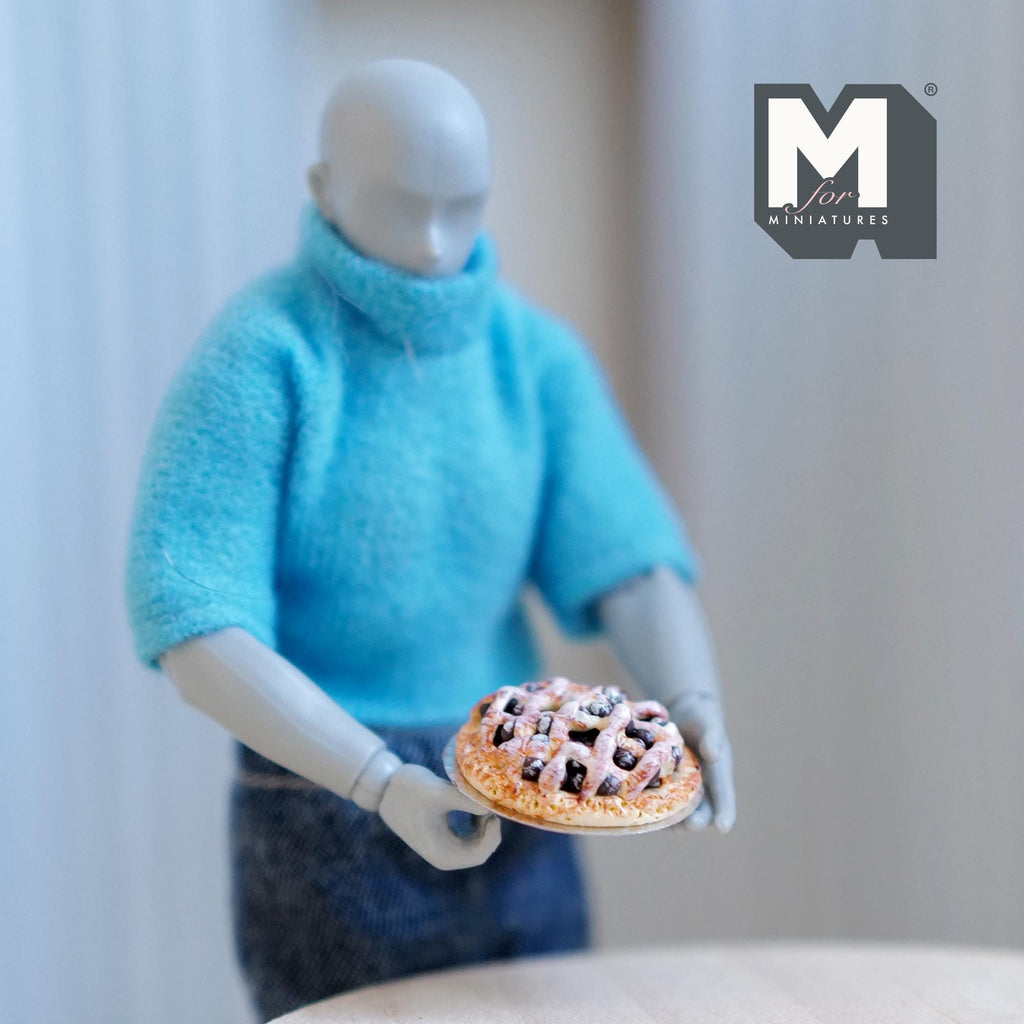 Miniature Pie on Metal Plate 1:12 Dollhouse Food Baked Pie Tar Fruit Cake 13/16 inch dia. - E018