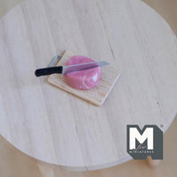 Miniature Pork on Cutting Board 1:12 Scale Dollhouse Food Chopping Board and Meat - E020