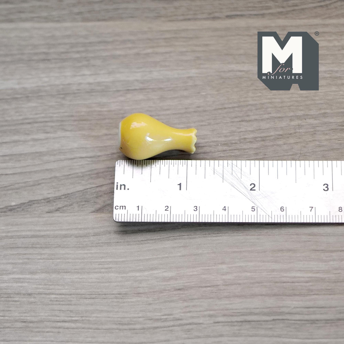 1:12 Scale Miniature Ceramic Pear Shaped Vase with Flared Lip, 1-1/16 inch tall, DIY Dollhouse Supply (yellow)
