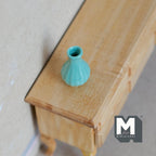 1:12 Scale Miniature Ceramic Bud Vase, Flared Neck, 1-1/16 inch tall, DIY Dollhouse Supply (green)
