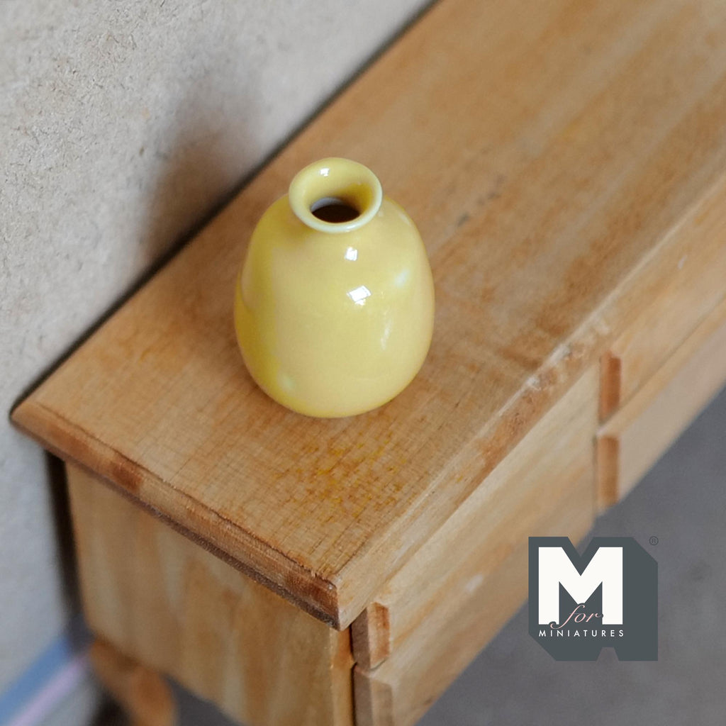 1:12 Scale Miniature Ceramic Bud Vase, 1-3/16 inch tall, DIY Dollhouse Supply (yellow)