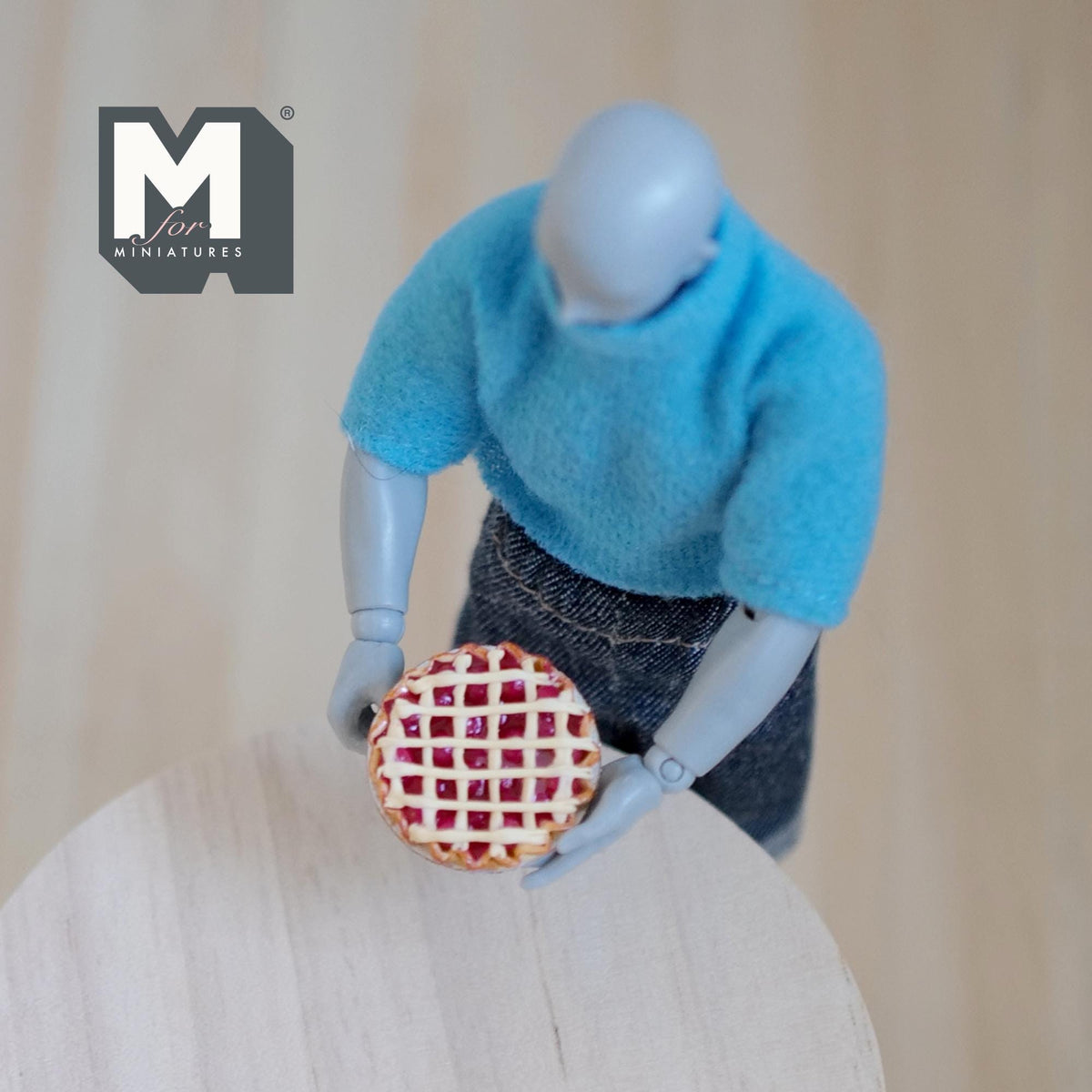 1:12 Scale Miniature Lattice Top Berry Pie on Metal Plate, 13/16 inch dia., DIY Dollhouse Supply