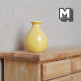 Dollhouse Pear Shaped Vase 1:12 Scale Miniature Ceramic Vase 1-1/16 inch tall (yellow) - B087