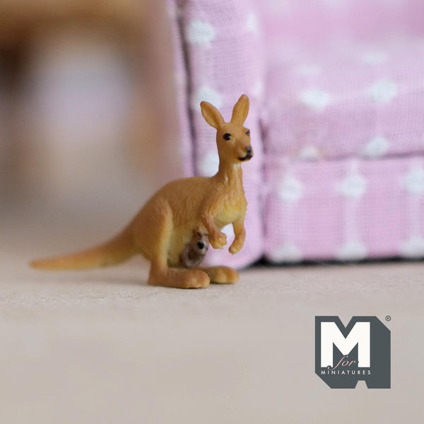 Miniature Kangaroo and Baby Joey 1:12 Scale Miniature Animal Baby Kangaroo 7/8 inch tall -  G031