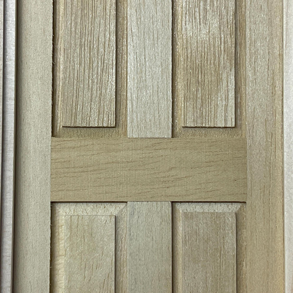 1:12 Scale Miniature Unpainted Dollhouse 6 Panel Door with Double Frame and Back Trim, 7-5/8 inch high