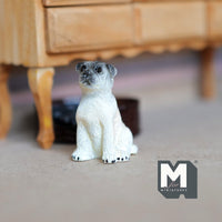 Miniature Sitting Pug 1:12 Scale Diorama Dog 1-3/8 inch tall (cast resin) (beige) - C058