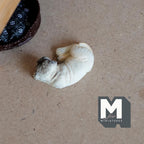 1/12スケール ミニチュア 眠るパグのフィギュア、長さ約3.7cm（1-7/16インチ）、ドールハウス用DIY素材（キャスト樹脂製）（ベージュ）