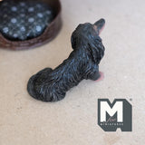 Miniature Sitting Dachshund 1:12 Scale Wiener Dog 1-13/16 inch long (cast resin) (black) - C054