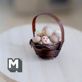 Dollhouse Supplies Miniature Fresh Eggs Ceramic Basket - E029