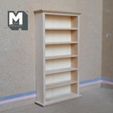 Dollhouse Unfurnished Bookshelf 1:12 Scale Miniature 6 Shelves Bookcase Shelving Unit Book Rack 6-11/16 inch tall (wood) - J014