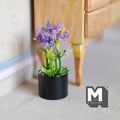1:12 Scale Miniature Potted Flowering Plant, Black Round Pot, 1-15/16 inch tall, DIY Dollhouse Supply (purple)