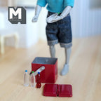 Miniature Picnic Cooler and Bottles 1:12 Scale Dollhouse Beverage Portable Soda Chiller (red) (metal) - J019