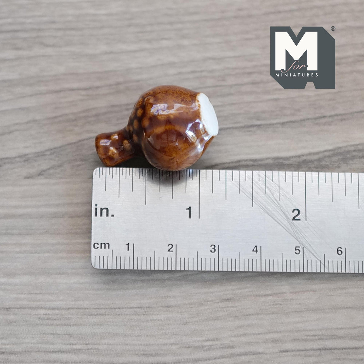1:12 Scale Miniature Ceramic Pear Shaped Vase, White Dot Pattern, 1-1/8 inch tall, DIY Dollhouse Supply (brown)