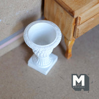 Dollhouse Roman Style Garden Pedestal Vase 1:12 Scale Miniature Flower Pot Classical Urn (cast resin) (white) - B084