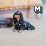 Miniature Sitting Dachshund 1:12 Scale Wiener Dog 1-13/16 inch long (cast resin) (black) - C054