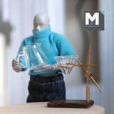 Miniature Coffee Dripper Stand with Glass Dripper and Carafe 1:12 Scale Drip Brewer - C073