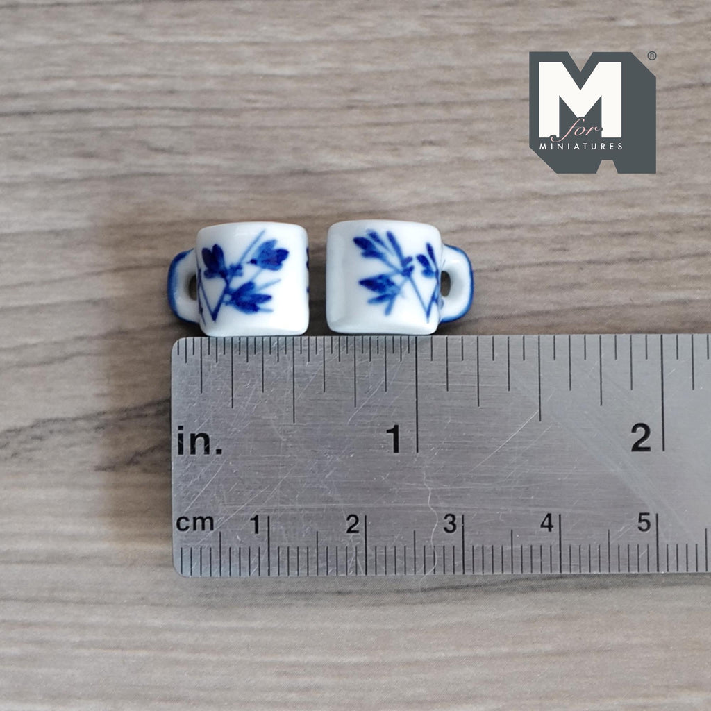 1:12 miniature ceramic coffee mug with handle tea cup set of 2 - A081