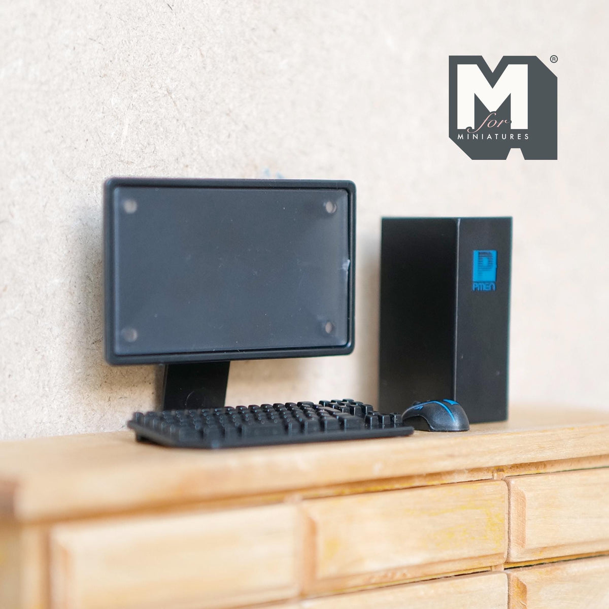1:12 Scale Miniature Desktop Computer with Monitor, Keyboard and Mouse, Set of 4, 1-9/16 inch tall, DIY Dollhouse Supply (non working)
