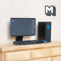 Miniature Desktop Computer Set 1:12 Scale Monitor Keyboard and Mouse Set of 4 (plastic) (non working) - G081