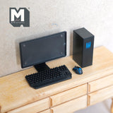 Miniature Desktop Computer Set 1:12 Scale Monitor Keyboard and Mouse Set of 4 (plastic) (non working) -