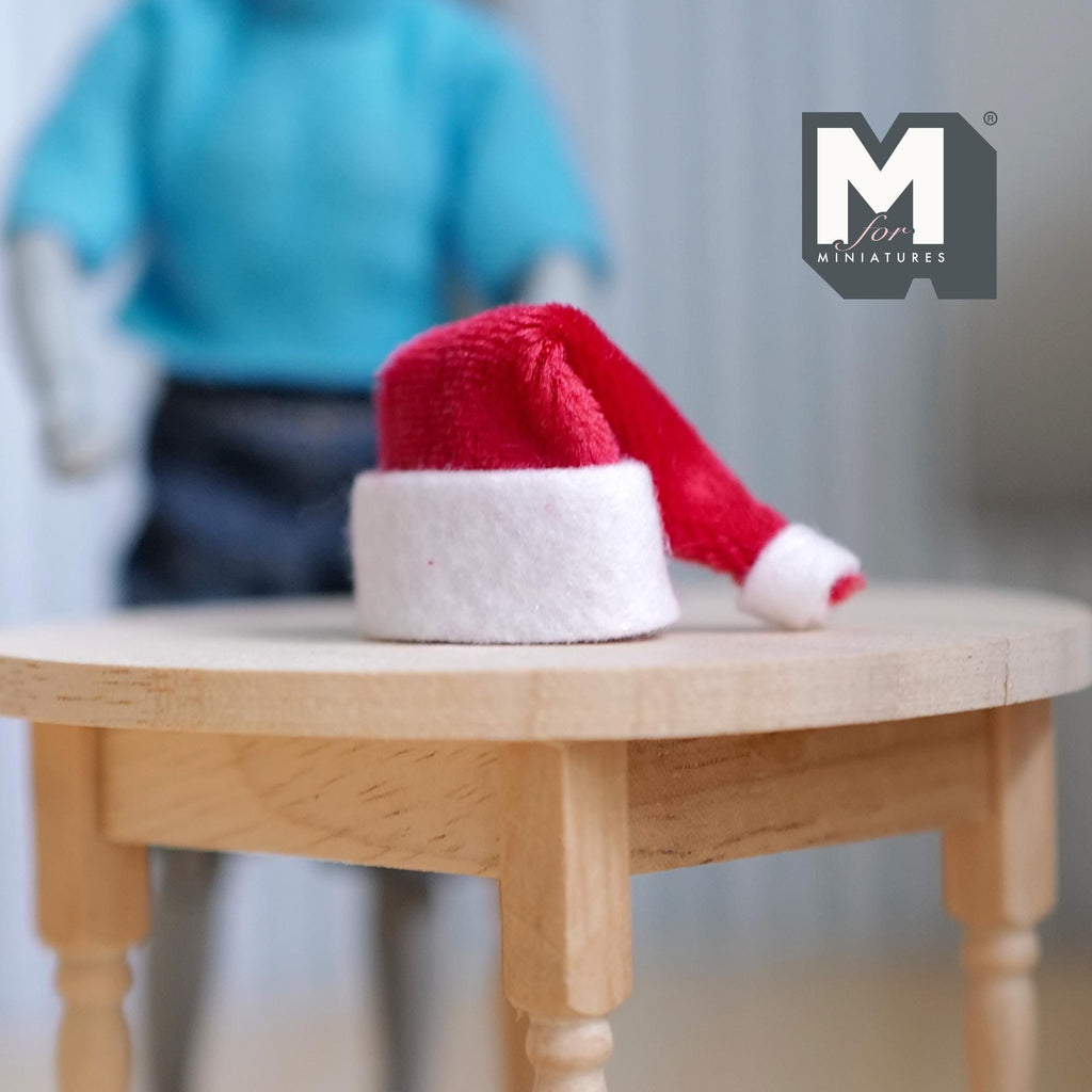 1:12 Scale Miniature Santa Hat with Pom Pom, 1 inch tall, DIY Dollhouse Supply (folded fabric)