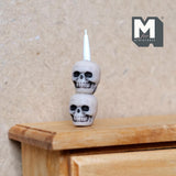 Miniature Double Skull Candle 1:12 Scale Stacked Skull Candle 1-1/4 inch tall (plastic) (not real candle) - C073