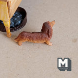 Miniature Standing Longhair Dachshund 1:12 Scale Weiner Dog 2-3/16 inch long (cast resin) (brown) - C052