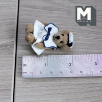 Miniature Plush Lady Bear One Piece Dress and Beret Hat 1:12 Dollhouse Bear with Flexible Limbs 2 inch tall (from WMB) - H047