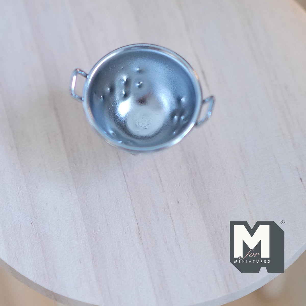 1:12 Scale Miniature Colander with Handles, 13/16 inch tall, DIY Dollhouse Supply (metal) (silver)