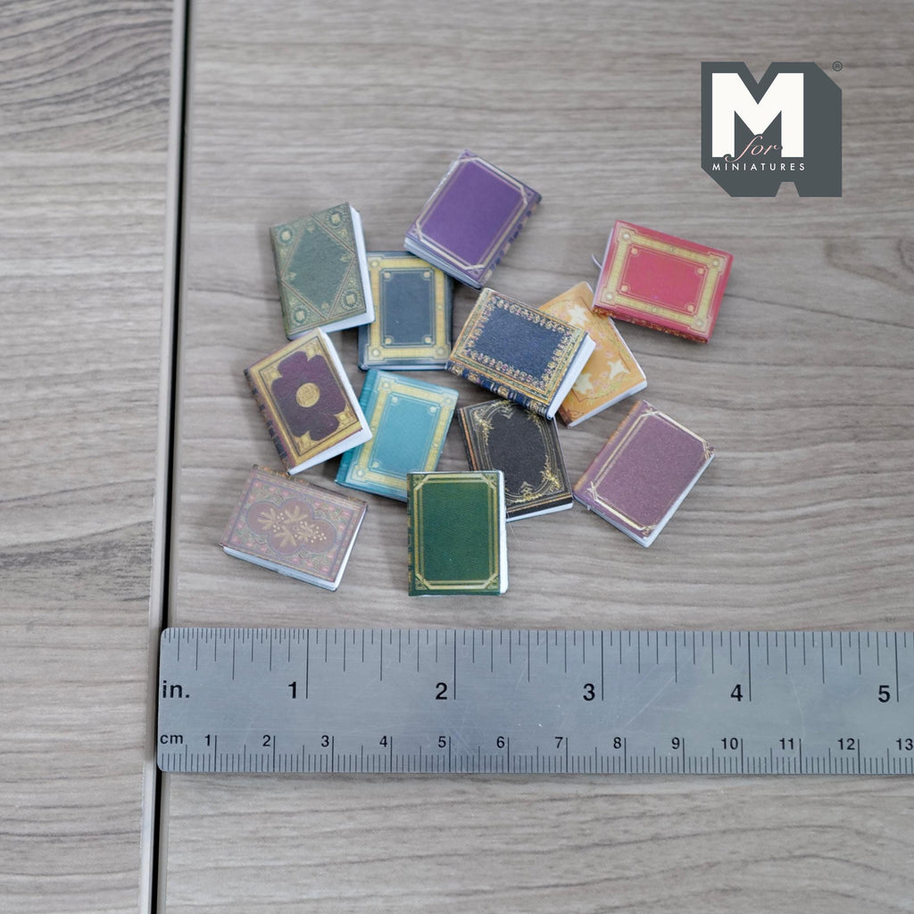 Assorted 1:12 Miniature Hardcover Book Set of 12 (all blank pages) - C039