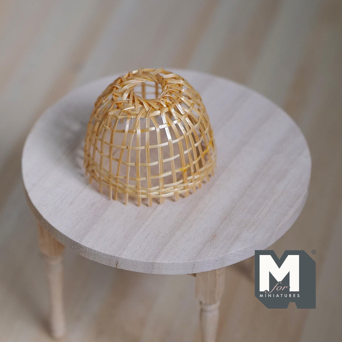 1:12 Scale Miniature Bamboo Woven Pendant Light Shade, Ceiling Lamp Cover, Requires Installation, 1-9/16 inch dia., Dollhouse Craft Supply