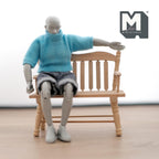 1:12 Scale Miniature Unpainted Wood Garden Bench, Slatted Back, Curved Arms, 3-1/2 inch long, DIY Dollhouse Supply