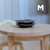 Miniature Ceramic Dining Plates 1:12 Scale Dollhouse Supplies Tableware Plates Set of 2 , 1-3/16 inch wide (dark brown) - A083