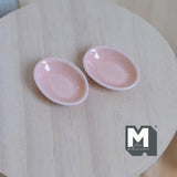 Miniature Ceramic Oval Bowls Set of 2 , 1:12 Scale Dollhouse Supplies Tableware (yellow) - A077