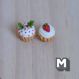 Dollhouse Miniature Cup Cakes Set of 2 , Miniature Dessert Christmas Muffins 7/16 inch dia. - E034