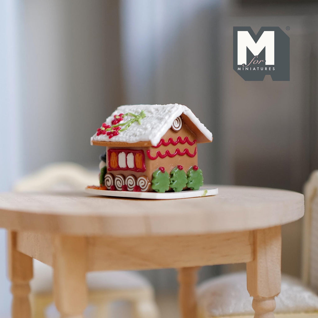 Miniature Gingerbread House Snowman Christmas Tree and Stars 1:12 Scale Dollhouse Food Decoration (Fake miniature) - J027