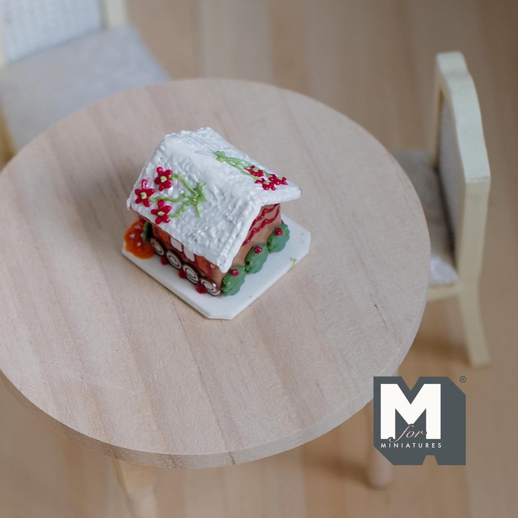 Miniature Gingerbread House Snowman Christmas Tree and Stars 1:12 Scale Dollhouse Food Decoration (Fake miniature) - J027