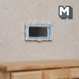 Dollhouse Supplies Silver Rectangular Mirror 1:12 Scale Miniature Ornate Vanity Mirror Makeup Mirror   (silver) - A094