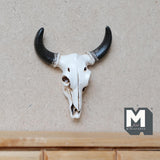 Miniature Ram Goat Sheep Skull Dollhouse Supplies Wall Art Decoration 2 inch wide (cast resin) (beige black) - H050