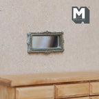 Miroir de coiffeuse rectangulaire orné miniature à l'échelle 1/12, 4,8 cm de long, fourniture pour maison de poupée DIY (argent antique)