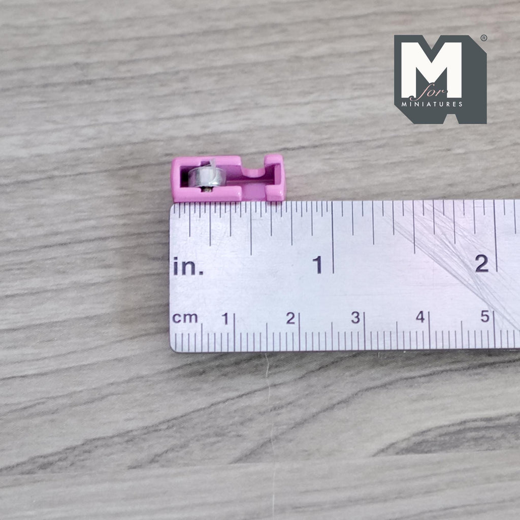 1:12 Scale Miniature Metal Tape Dispenser with Tape Roll, 11/16 inch long, DIY Dollhouse Supply (pink)