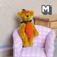 Miniature Bear with Beret and Scarf 1:12 Dollhouse Bear with Flexible Limbs 2-9/16 inch tall (from WMB) - H047