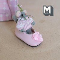 Miniature Mice in Ballet Shoe 1:12 Dollhouse Plush Mouse Doll 1-5/8 inch long (from WMB) - H047