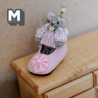 Miniature Mice in Ballet Shoe 1:12 Dollhouse Plush Mouse Doll 1-5/8 inch long (from WMB) - H047