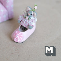 Miniature Mice in Ballet Shoe 1:12 Dollhouse Plush Mouse Doll 1-5/8 inch long (from WMB) - H047