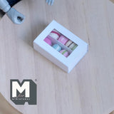 Miniature Box of Macaron 1:12 Scale Dollhouse Food Dessert 8 Pieces 1/4 inch dia. (white) - E034