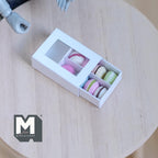 1:12 Scale Miniature Box of 8 Macarons, Clear Window Lid, 1 inch long, DIY Dollhouse Supply (white)