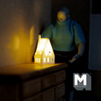 Lanterne miniature pour maison de poupée à l'échelle 1:12 avec micro-lumières LED, grande avec cheminée, 3,5 cm (1-3/8 po) de hauteur, accessoire de maison de poupée DIY (blanc)